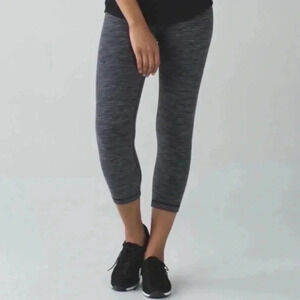 Lululemon Wunder Under Cropped Space Dye Black Gray Leggings  4